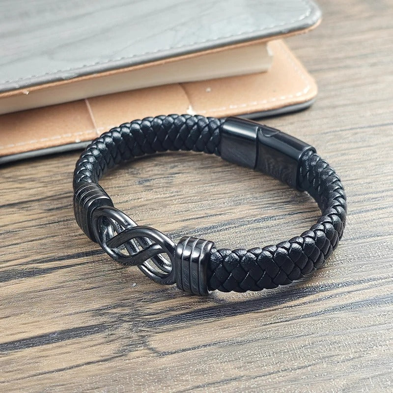 Bracelet Infini Homme Noir Acier Inoxydable