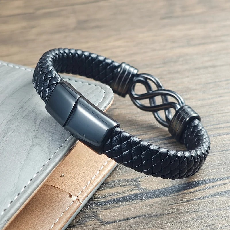 Bracelet Infini Homme Noir Acier Inoxydable