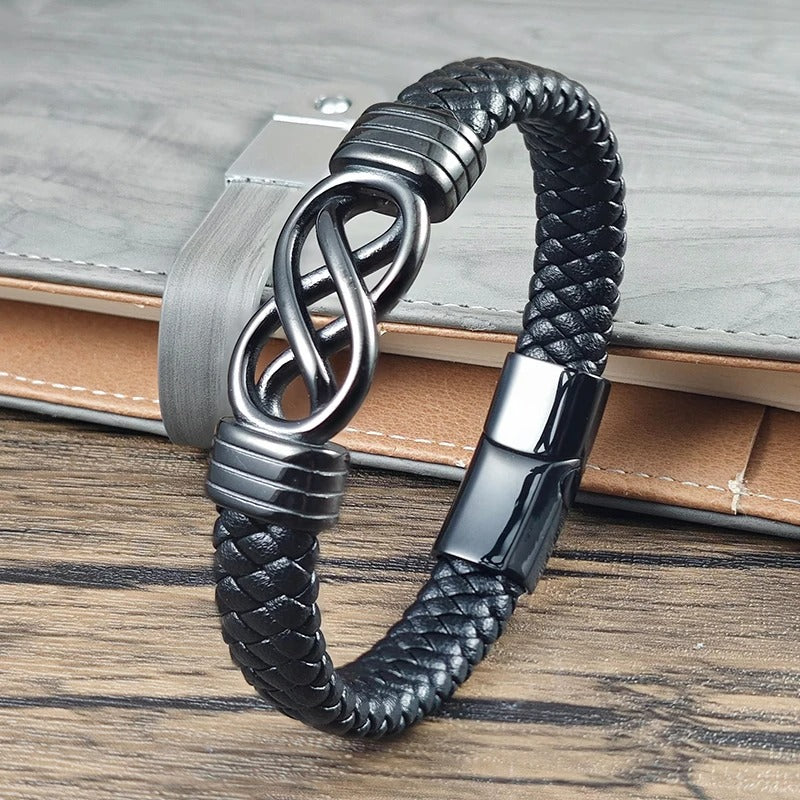 Bracelet Infini Homme Noir Acier Inoxydable
