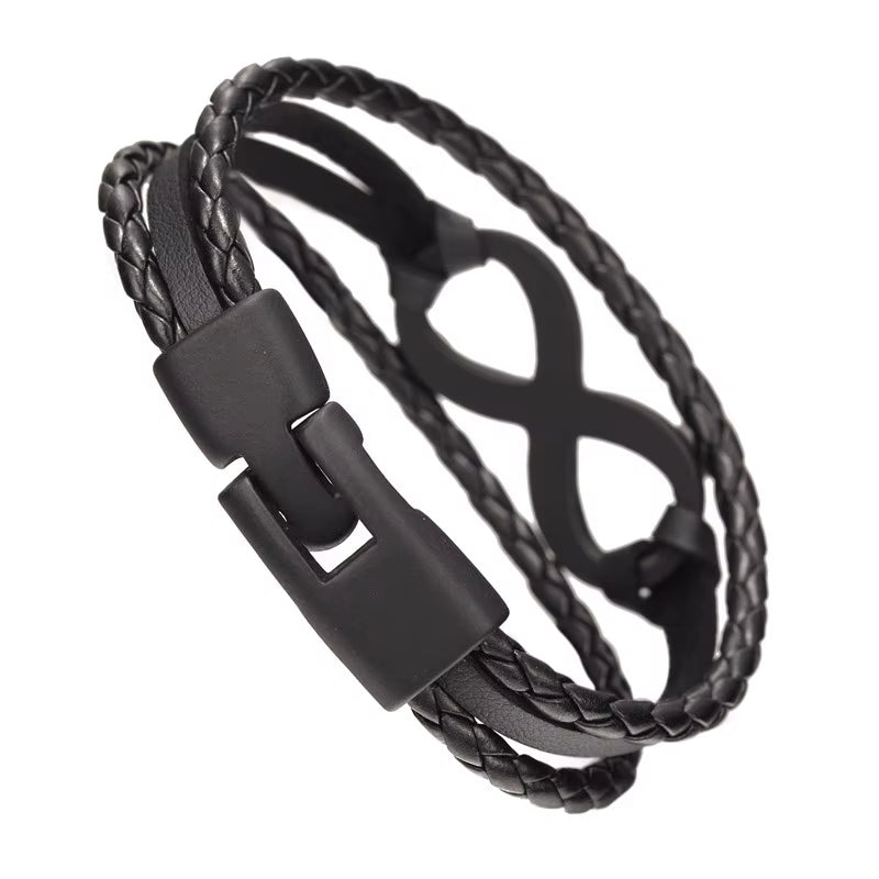 Bracelet Infini Homme Noir Multi Rangs
