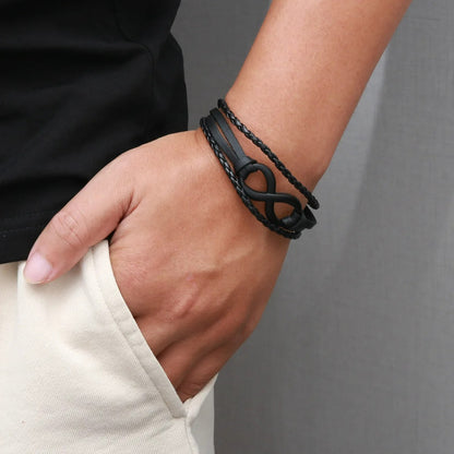 Bracelet Infini Homme Noir Multi Rangs