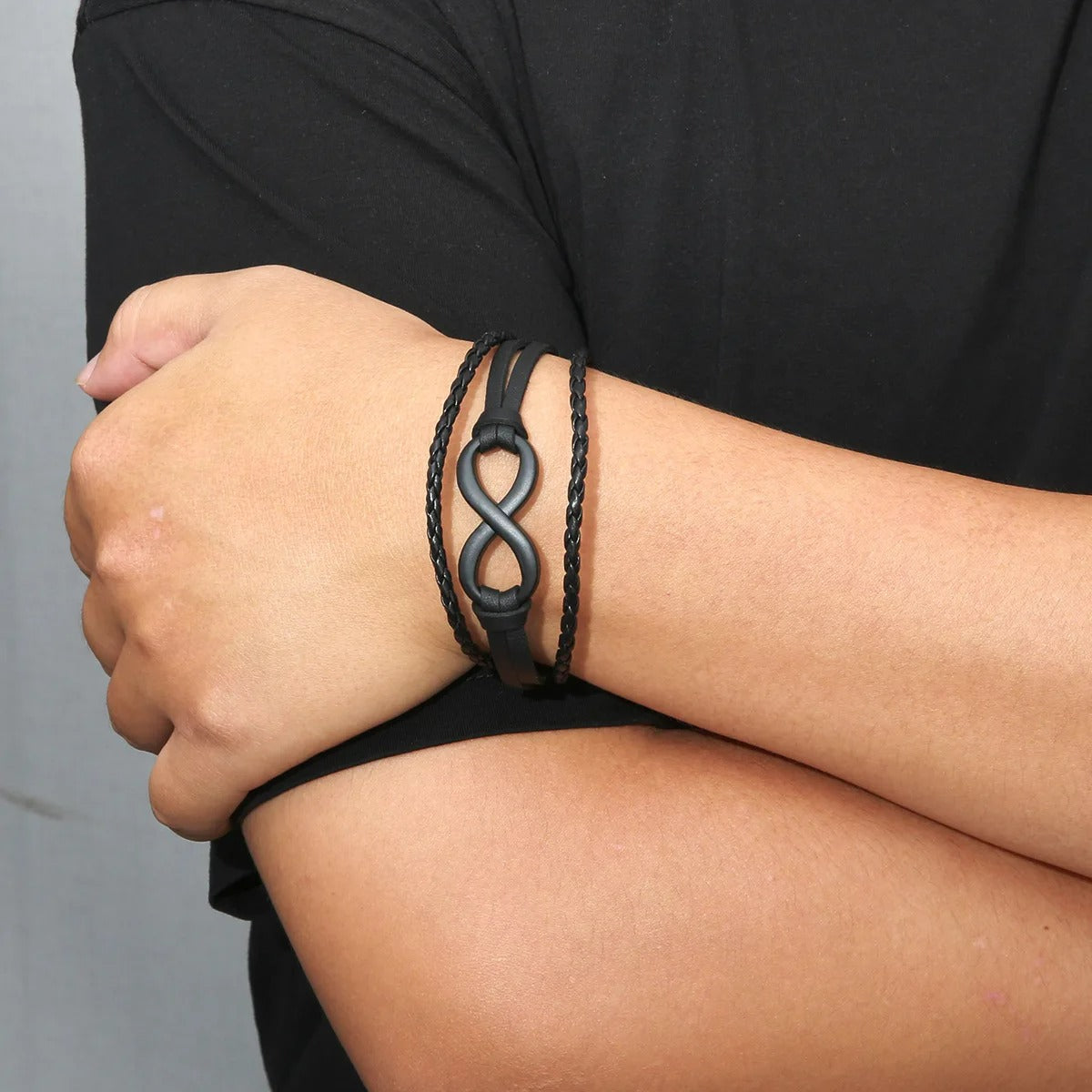 Bracelet Infini Homme Noir Multi Rangs