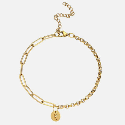 Bracelet Initiale Chaine Contrasté Acier Inoxydable