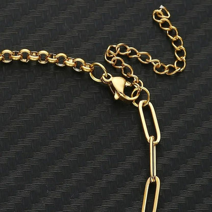 Bracelet Initiale Chaine Contrasté Acier Inoxydable