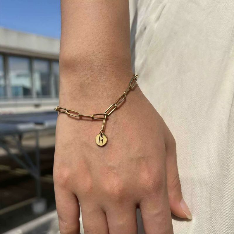 Bracelet Initiale Délicat Lettre Pendentif