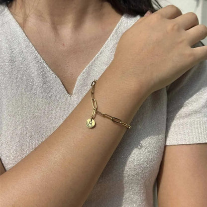 Bracelet Initiale Délicat Lettre Pendentif