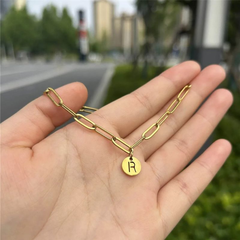 Bracelet Initiale Délicat Lettre Pendentif