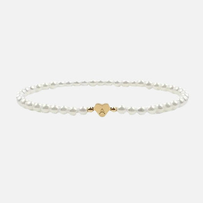 Bracelet Initiale Femme Cœur et Perles
