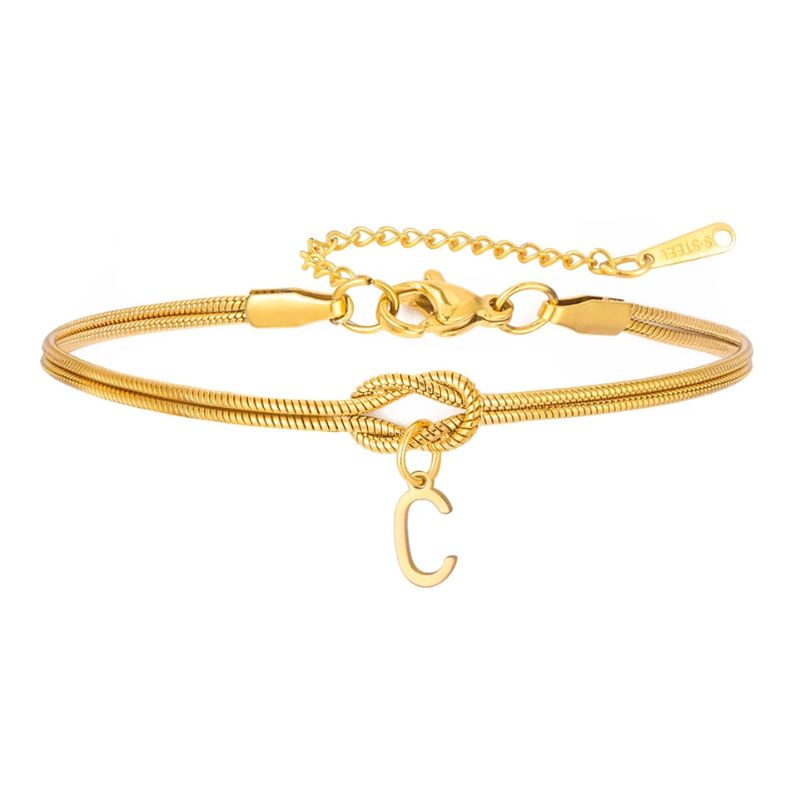 Bracelet Initiale Femme Nœud Acier Inoxydable