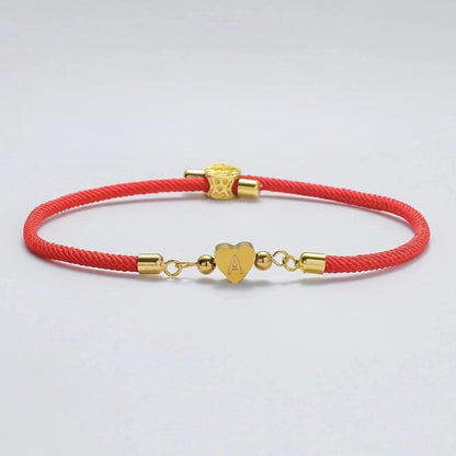 Bracelet Initiale Femme Réglable et Cœur