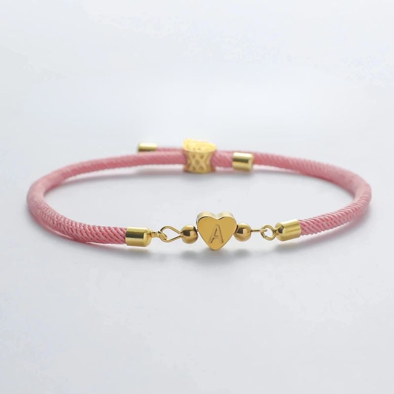 Bracelet Initiale Femme Réglable et Cœur