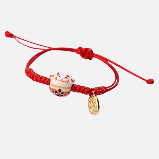 Bracelet Japonais Tressé Chat Porte-Bonheur
