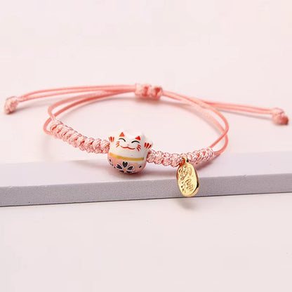 Bracelet Japonais Tressé Chat Porte-Bonheur