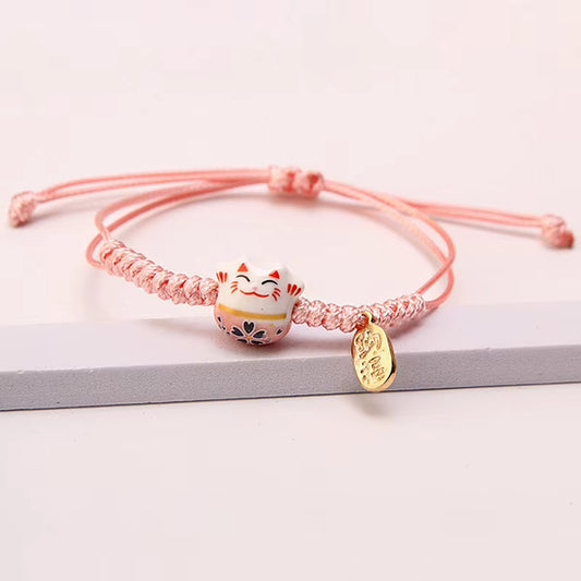 Bracelet Japonais Tressé Chat Porte-Bonheur
