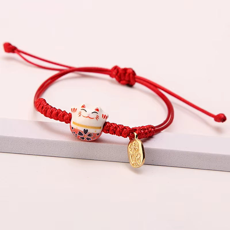Bracelet Japonais Tressé Chat Porte-Bonheur