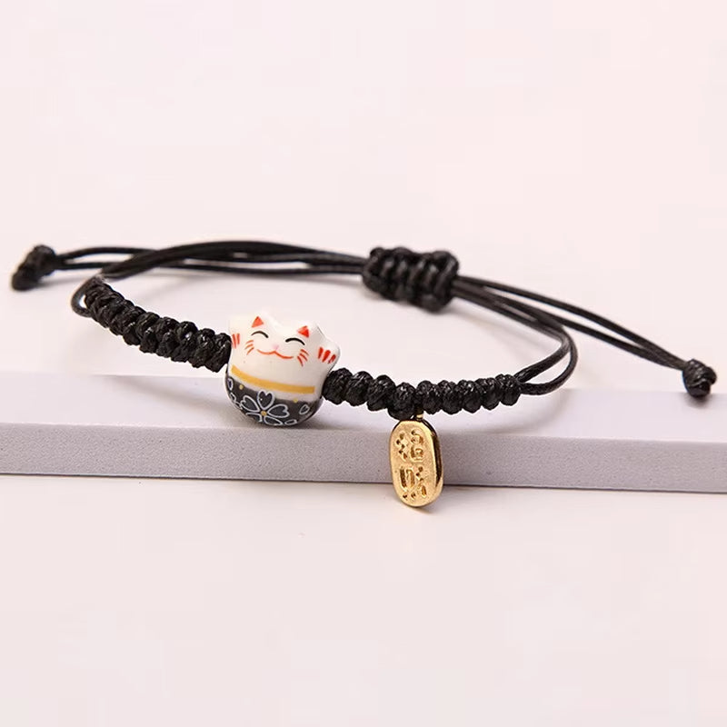 Bracelet Japonais Tressé Chat Porte-Bonheur