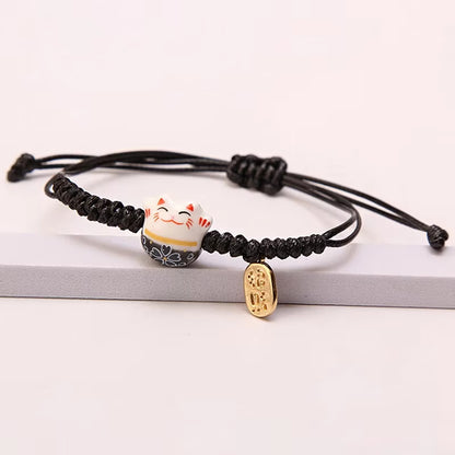 Bracelet Japonais Tressé Chat Porte-Bonheur
