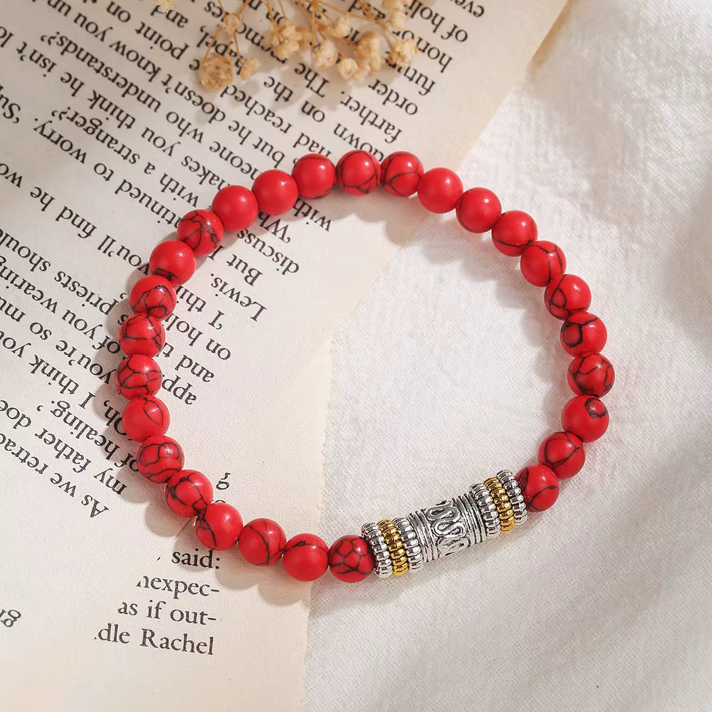 Bracelet Jaspe Rouge Perle Centrale Ciselée