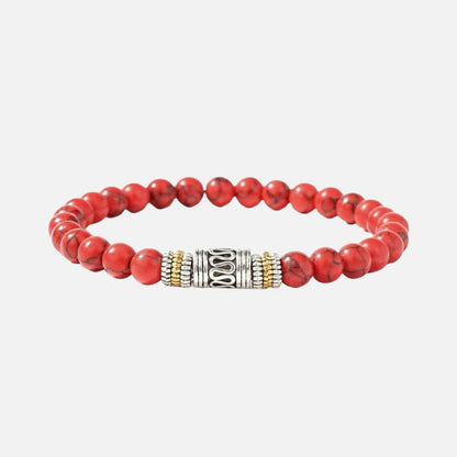 Bracelet Jaspe Rouge Perle Centrale Ciselée