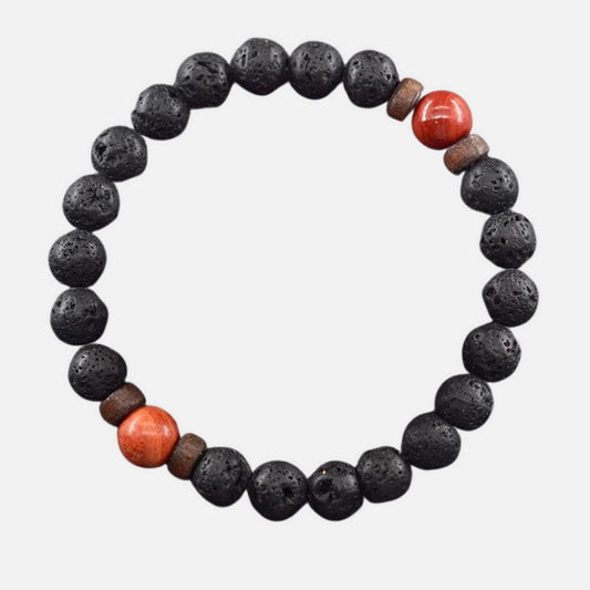 Bracelet Jaspe Rouge et Perles de Lave