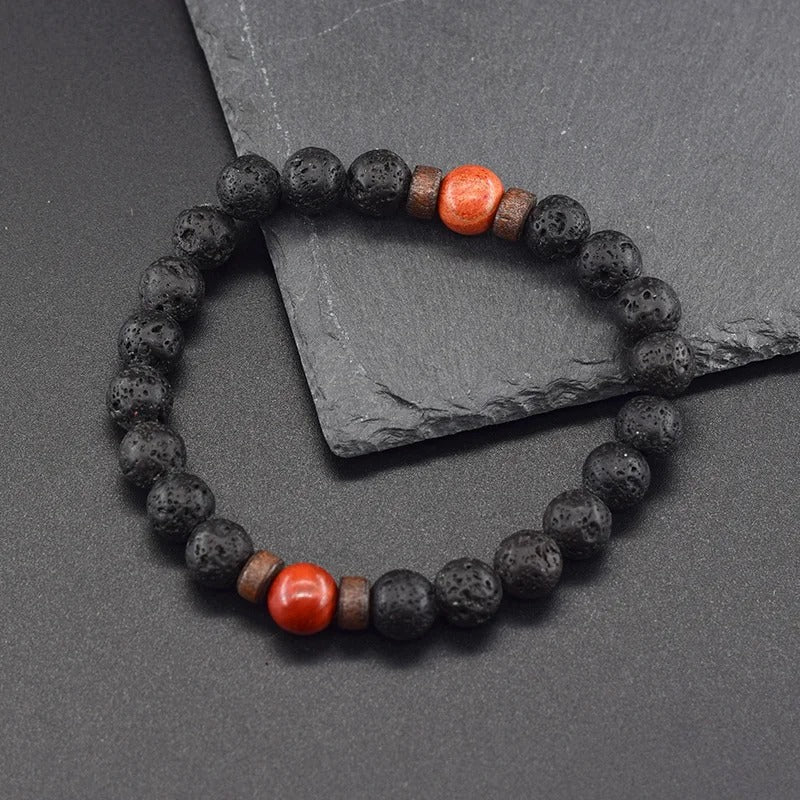 Bracelet Jaspe Rouge et Perles de Lave