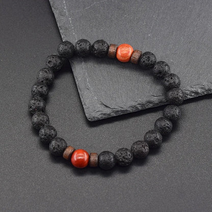 Bracelet Jaspe Rouge et Perles de Lave