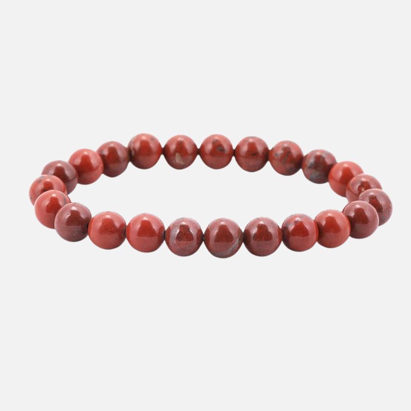 Bracelet Jaspe Rouge Perles Profondes Rondes