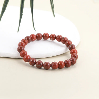 Bracelet Jaspe Rouge Perles Profondes Rondes