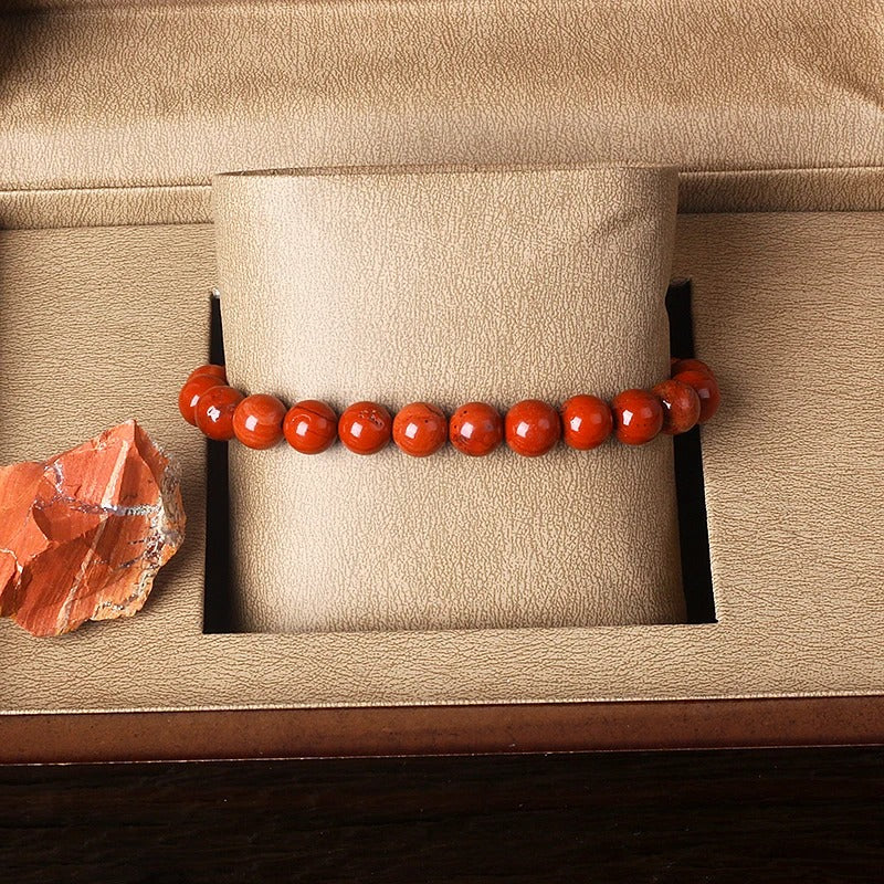 Bracelet Jaspe Rouge Pierres Rondes