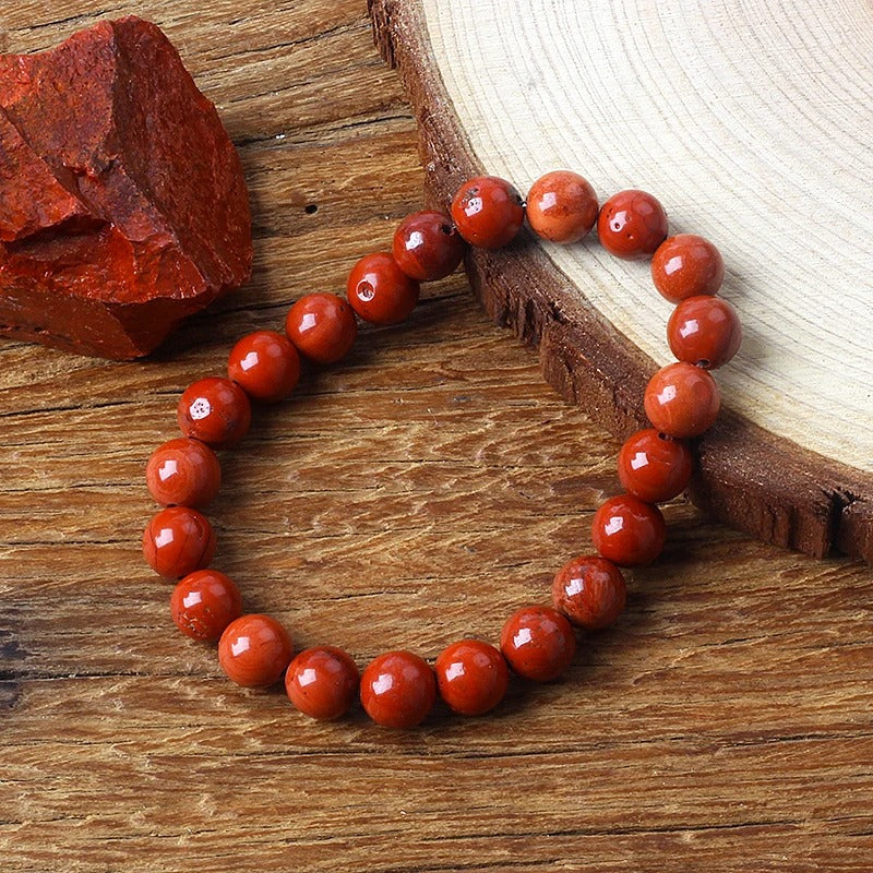 Bracelet Jaspe Rouge Pierres Rondes