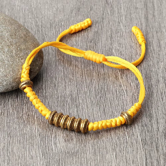 Bracelet Jaune Tressé Style Tibétain