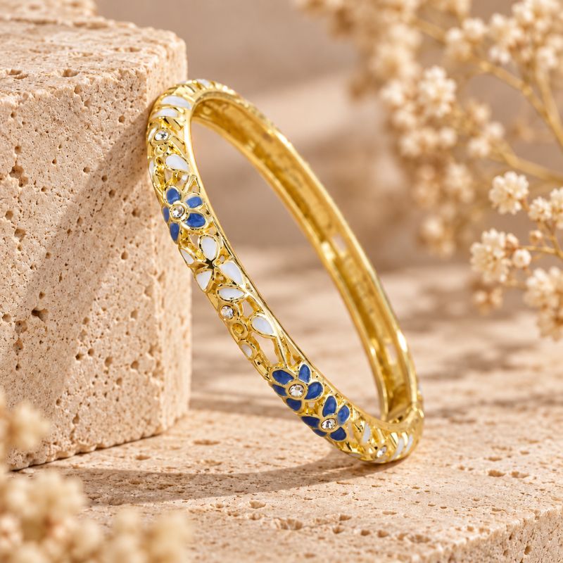 Bracelet Jonc Ajouré Fleurs Et Feuilles