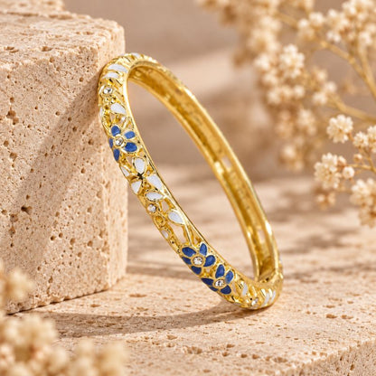 Bracelet Jonc Ajouré Fleurs Et Feuilles