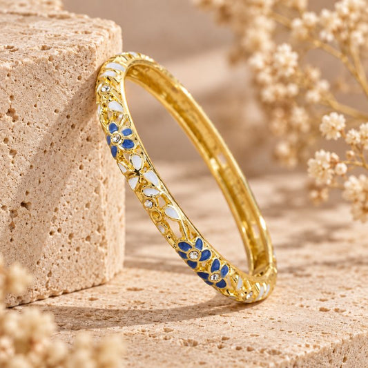 Bracelet Jonc Ajouré Fleurs Et Feuilles