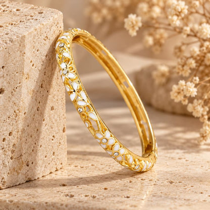 Bracelet Jonc Ajouré Fleurs Et Feuilles