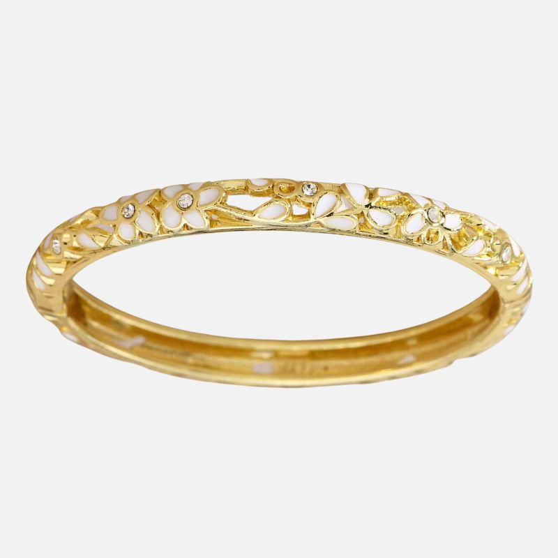 Bracelet Jonc Ajouré Fleurs Et Feuilles