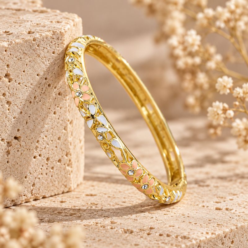Bracelet Jonc Ajouré Fleurs Et Feuilles