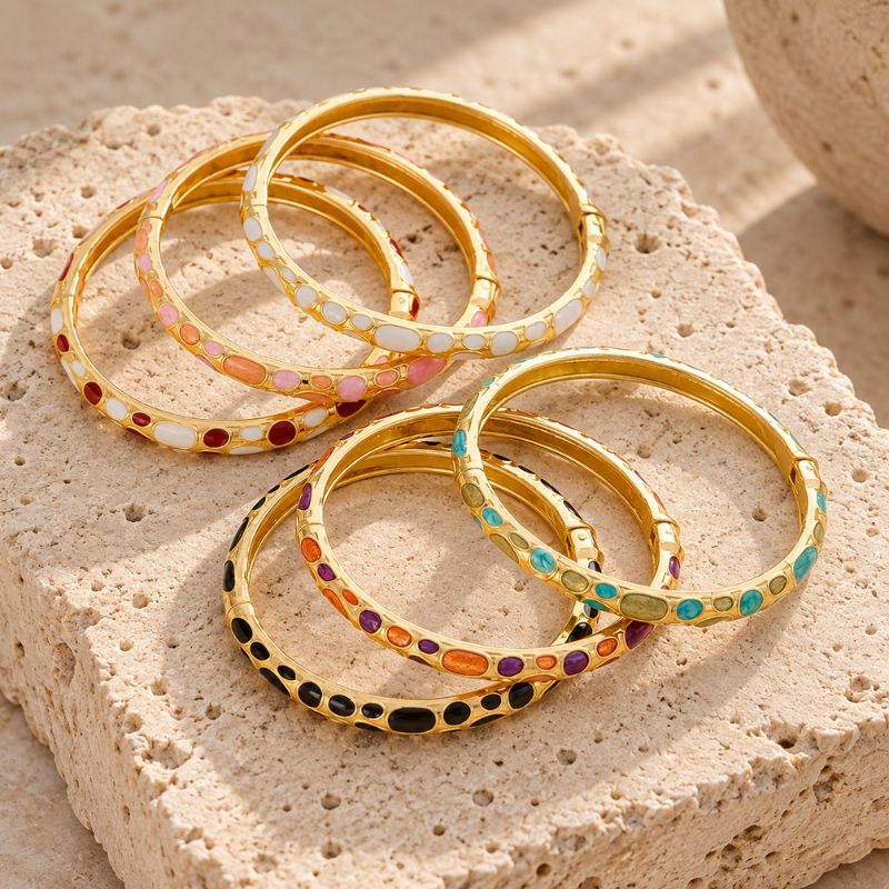 Bracelet Jonc Mosaïque De Galets Colorés