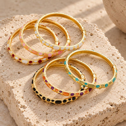 Bracelet Jonc Mosaïque De Galets Colorés