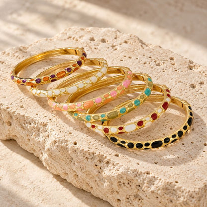 Bracelet Jonc Mosaïque De Galets Colorés