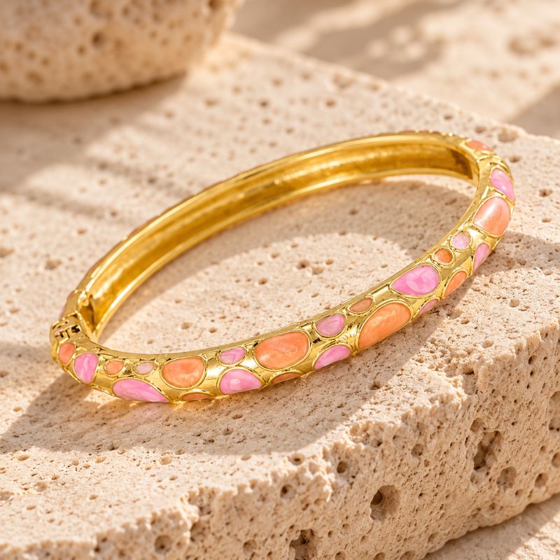 Bracelet Jonc Mosaïque De Galets Colorés
