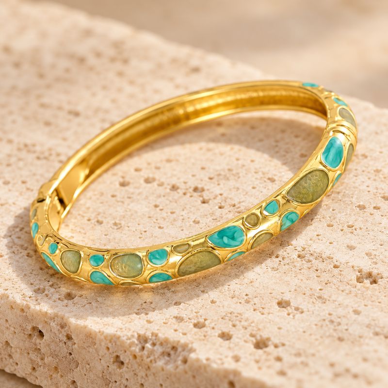 Bracelet Jonc Mosaïque De Galets Colorés