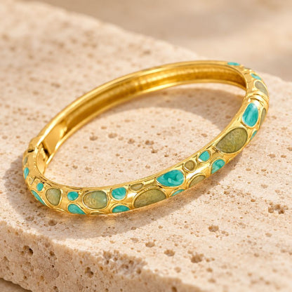 Bracelet Jonc Mosaïque De Galets Colorés