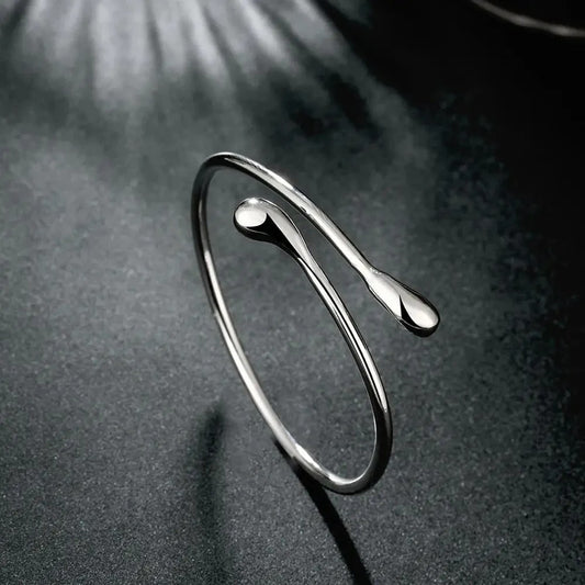 Bracelet Jonc Femme Argenté Effet Gouttelettes