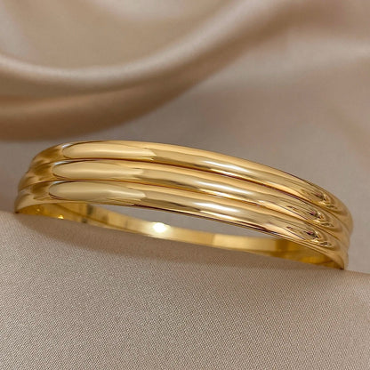 Bracelet Jonc Femme Doré Triple – Acier inoxydable