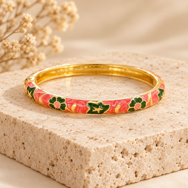 Bracelet Jonc Fleuri Style Japonais