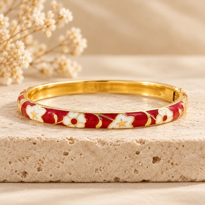 Bracelet Jonc Fleuri Style Japonais