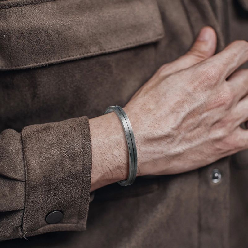 Bracelet Jonc Homme Minimaliste Acier Inoxydable