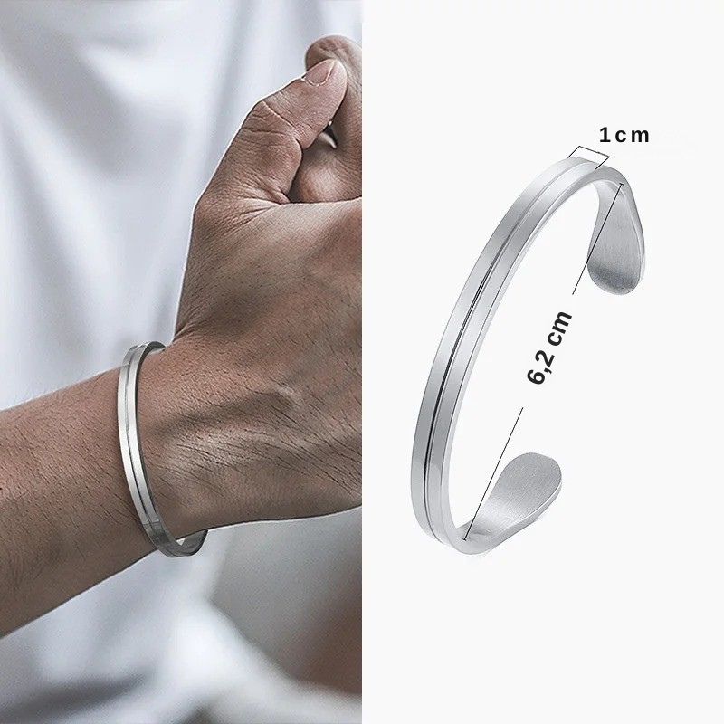 Bracelet Jonc Homme Minimaliste Acier Inoxydable