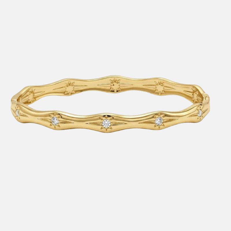 Bracelet Jonc Ondulé Étoiles Scintillantes